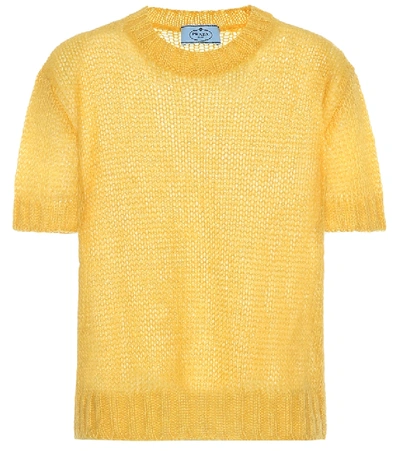 Shop Prada Mohair-blend Sweater In Yellow