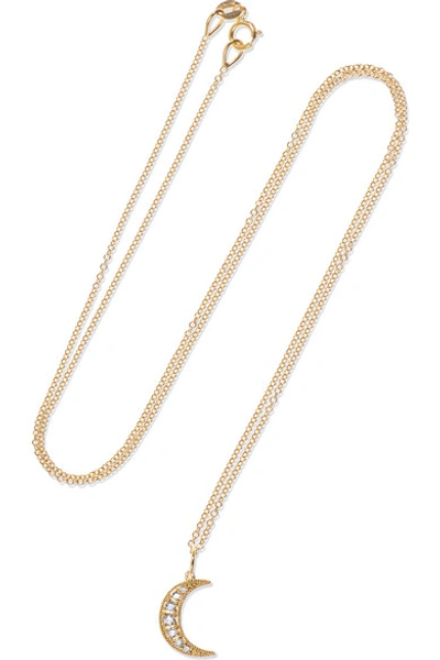 Shop Andrea Fohrman Crescent Moon 18-karat Rose Gold Diamond Necklace