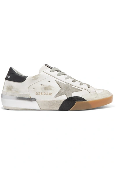 Shop Golden Goose Superstar Distressed Leather Sneakers In White