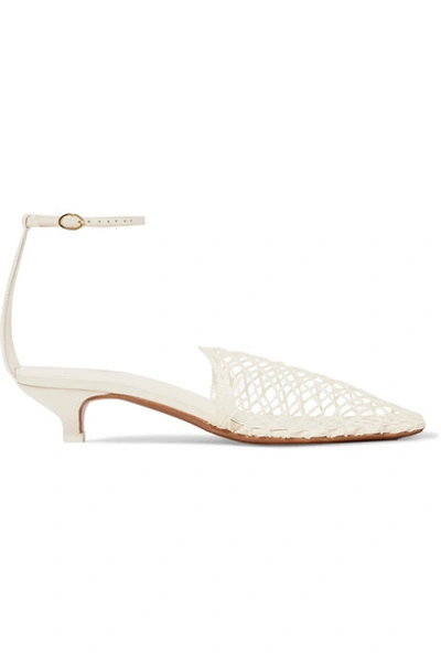 Shop Neous Acantho Crochet And Leather Pumps In Cream