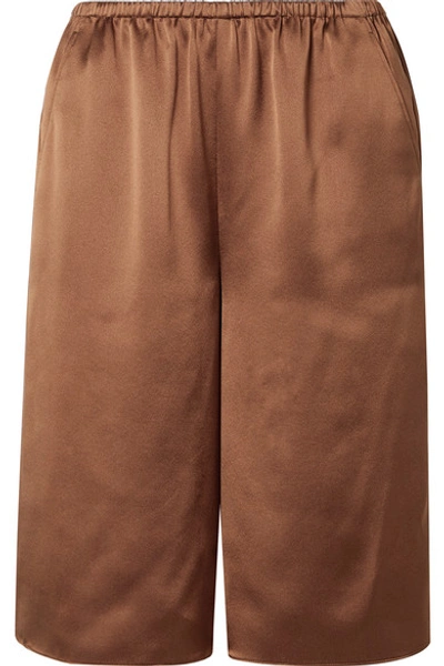 Shop Vince Hammered Silk-satin Shorts In Copper
