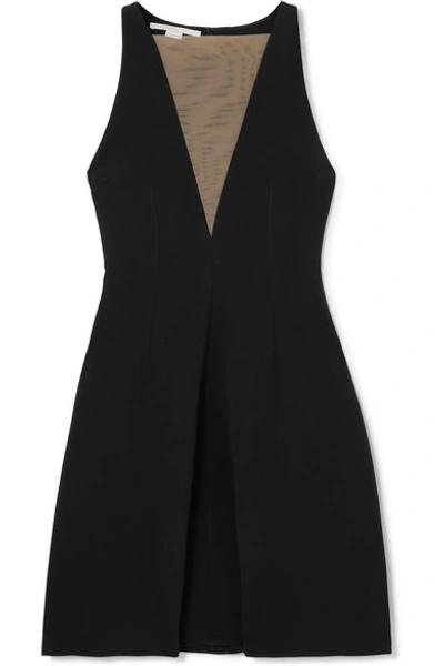 Shop Stella Mccartney Net Sustain Tulle-paneled Stretch-crepe Dress In Black