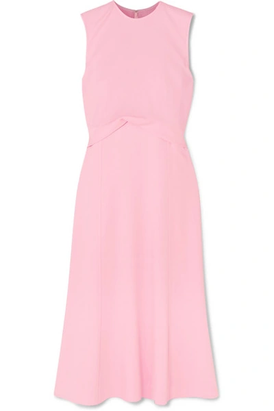 Shop Victoria Beckham Draped Georgette Midi Dress In Baby Pink