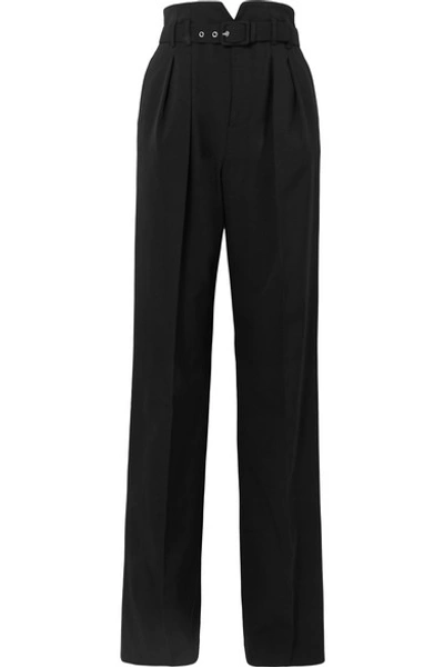 Shop Red Valentino Belted Grain De Poudre Wide-leg Pants In Black