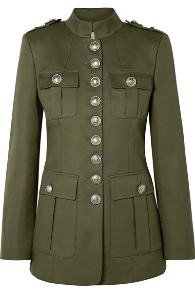 Shop Michael Kors Cotton-twill Jacket In Army Green