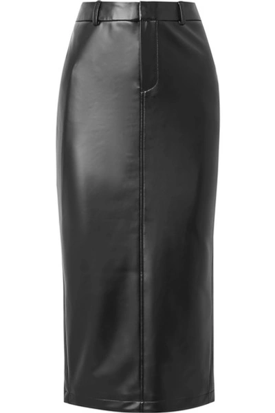 Shop Alexander Wang Faux Stretch-leather Midi Skirt In Black