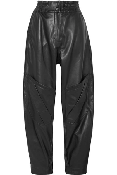 Shop Acne Studios Louiza Leather Tapered Pants In Black