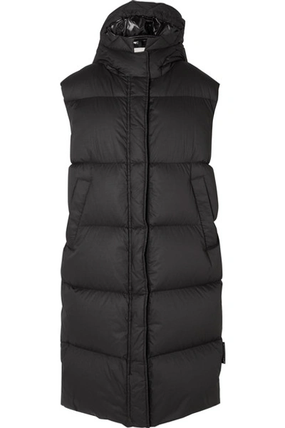 Shop Moncler Hooded Quilted Cotton Down Vest In Black