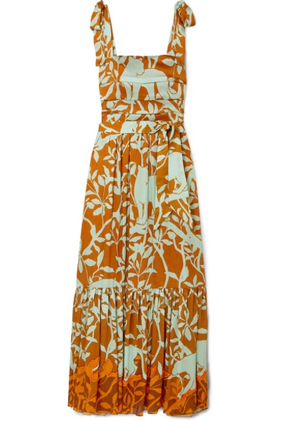 Shop Johanna Ortiz My Kind Of Rainforest Embellished Printed Crepon Maxi Dress In Brown