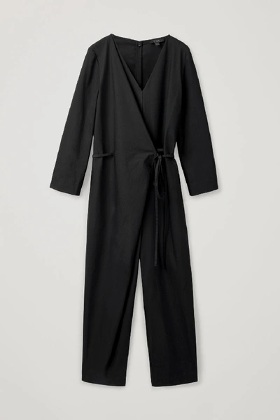 Shop Cos Asymmetric Wrap Jumpsuit In Black