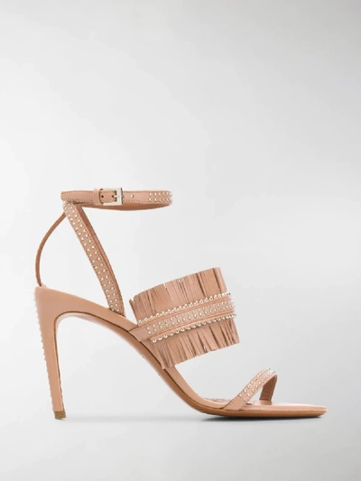Shop Alaïa Fringe Detail Sandals In Neutrals