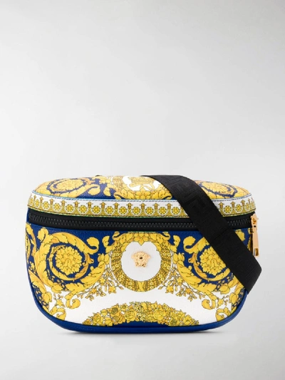 Shop Versace Barocco Belt Bag In Blue