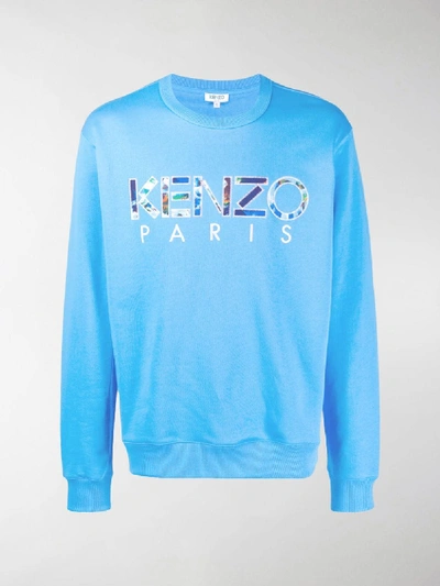 Shop Kenzo Logo Sweatshirt In Blue