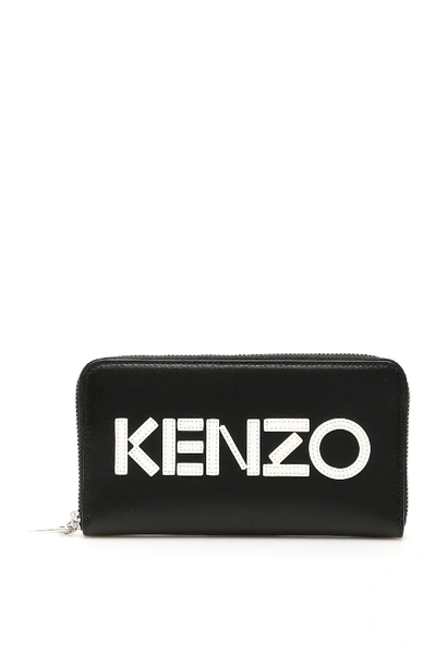 Shop Kenzo Zip-around Logo Wallet In Noir (black)