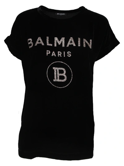 Shop Balmain Top In Eah Noir/multi