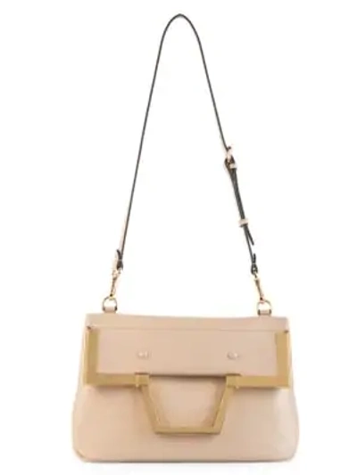 Shop Fendi Women's Small Leather Top Handle Bag In Beige