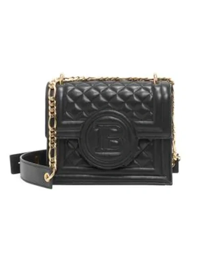 Shop Balmain B-bag Quilted Leather Shoulder Bag In Black