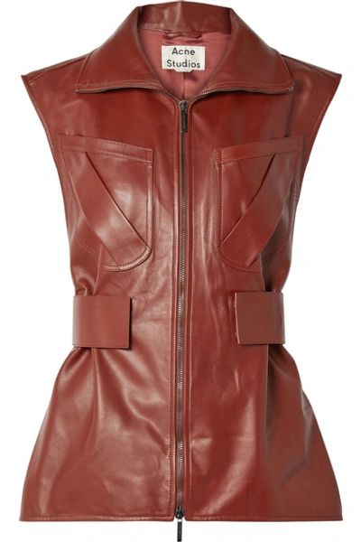 Shop Acne Studios Lorique Leather Vest In Brown