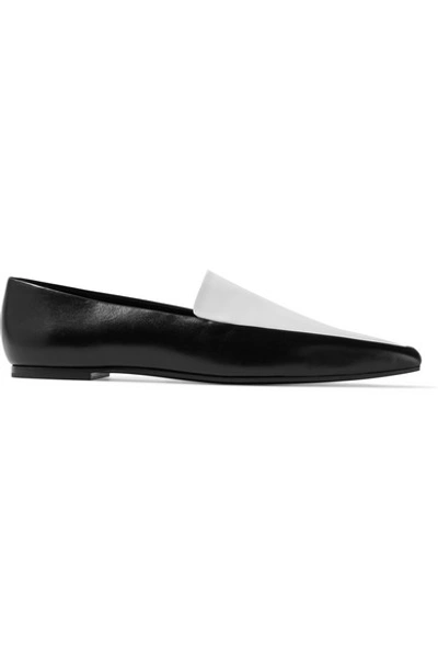 Shop The Row Minimal Two-tone Leather Loafers In Black