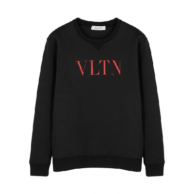 Shop Valentino Vltn Black Cotton-blend Sweatshirt