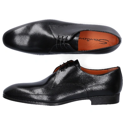 Shop Santoni Business Shoes Derby 15018 Calfskin In Black