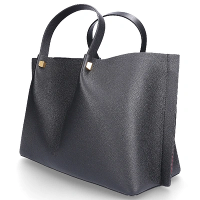 Shop Valentino Women Shopper Ring Tote Calfskin Logo Black