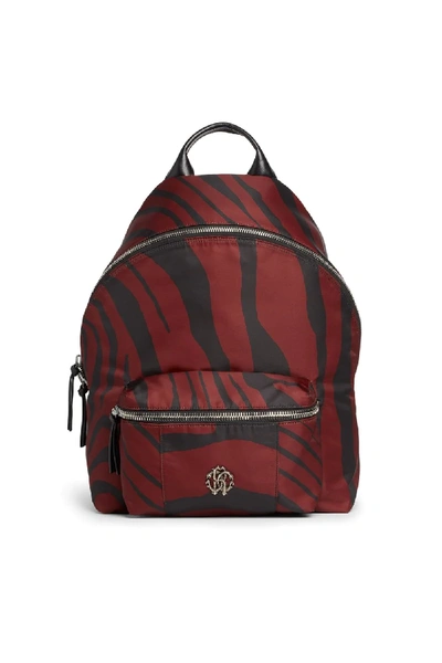Shop Roberto Cavalli Sienna And Black Zebra Print Backpack In Red