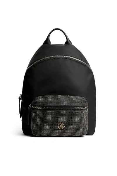 Shop Roberto Cavalli Black Studded Pocket Backpack