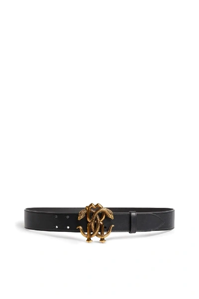 Shop Roberto Cavalli Rc Monogram Buckle Belt In Black