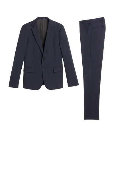 Shop Roberto Cavalli Wool And Silk Slim Fit Suit In Blue
