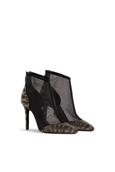 Shop Roberto Cavalli Animalier Stripe Crystal Ankle Boots In Black