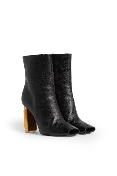 Shop Roberto Cavalli Contrast Heel Peep Toe Leather Boots In Black