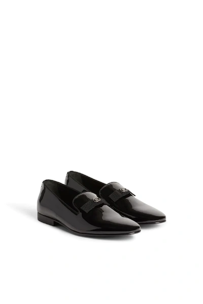 Shop Roberto Cavalli Patent Leather Slippers In Black