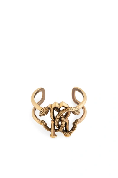 Shop Roberto Cavalli Mirror Snake Cuff In Gold