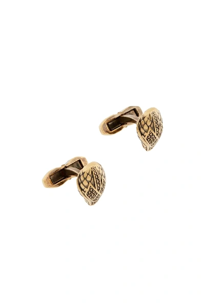 Shop Roberto Cavalli Snake Head Cufflinks In Gold