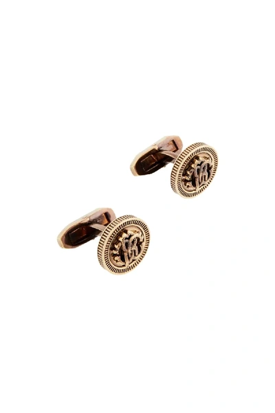 Shop Roberto Cavalli Rc Monogram Coin Cufflinks In Gold