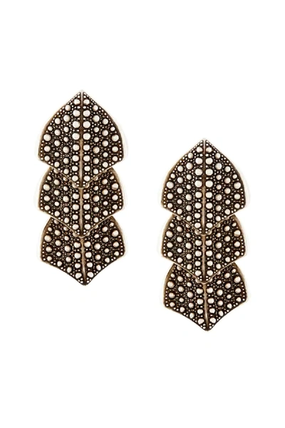 Shop Roberto Cavalli Studded Scale Earrings In Gold