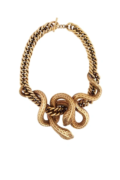 Shop Roberto Cavalli Snake Necklace In Metallic