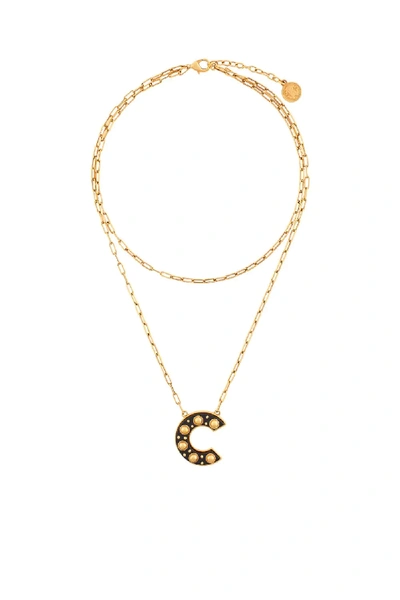 Shop Roberto Cavalli Studded 'c' Logo Necklace In D0115