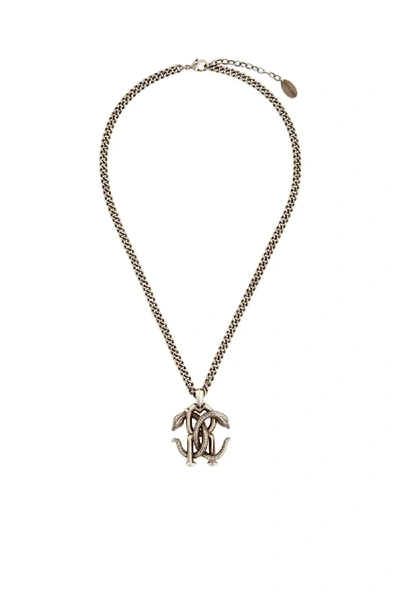 Shop Roberto Cavalli Mirror Snake Necklace In Gold