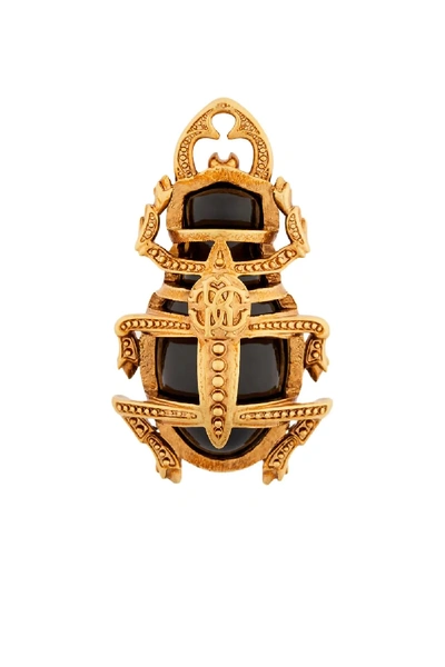 Shop Roberto Cavalli Scarab Beetle Brooch In Gold
