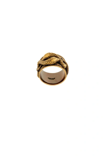 Shop Roberto Cavalli Engraved Snake Ring In Gold