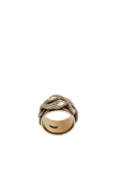 Shop Roberto Cavalli Interlocking Snake Ring In Gold