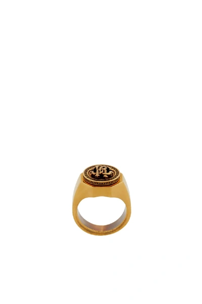 Shop Roberto Cavalli Rc Monogram Coin Ring In Gold