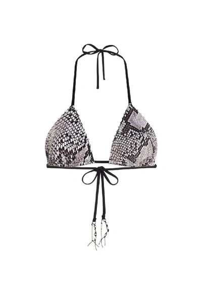 Shop Roberto Cavalli Snake Print Bikini Top In White