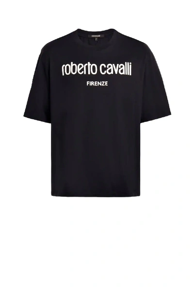 Shop Roberto Cavalli Black Logo T-shirt