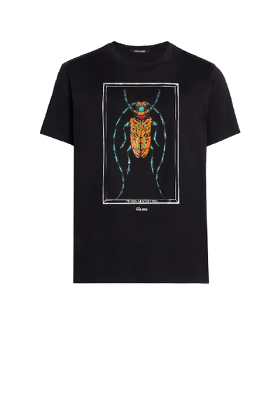 Shop Roberto Cavalli Crystal Embellished Beetle T-shirt In 5051