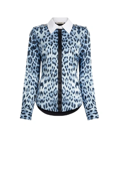 Shop Roberto Cavalli Heritage Jaguar Print Shirt In Blue