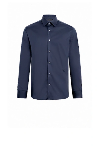 Shop Roberto Cavalli Midnight Blue Slim Fit Shirt