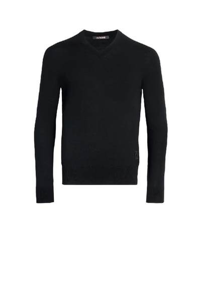 Shop Roberto Cavalli Black V Neck Wool Sweater